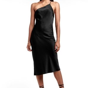 NWT - Express Satin Cross Back One Shoulder Slip Dress - L